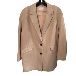 Club Monaco Women’s Cotton Twill Long Blazer Beige Size XL